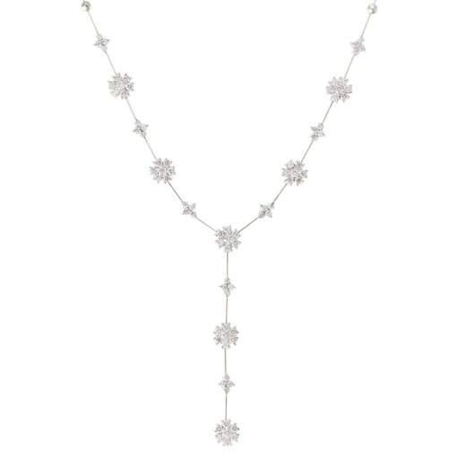 Diamond flower drop necklace 18 carat white gold