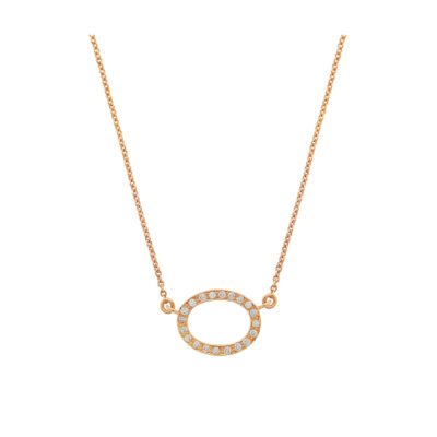 Oval Diamond Pendant, 18k pink gold.