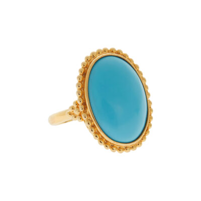 Ring 18 carat yellow gold with turquoise.