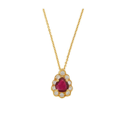 Ruby and diamond pendant 18 carat yellow gold