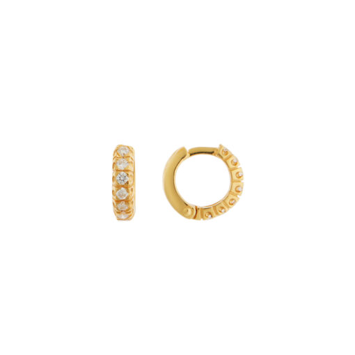 Small diamond hoop earrings in 18 carat yellow gold.