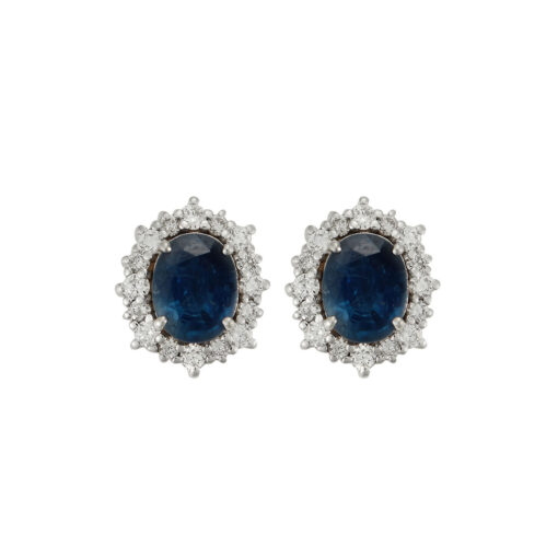 Sapphire and diamond earrings, 18 carat white gold.