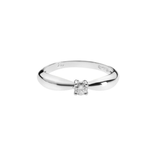 Solitaire round brilliant cut diamond ring k18 white gold.