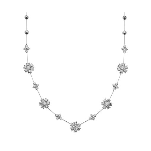 Diamond flower necklace 18 carat white gold